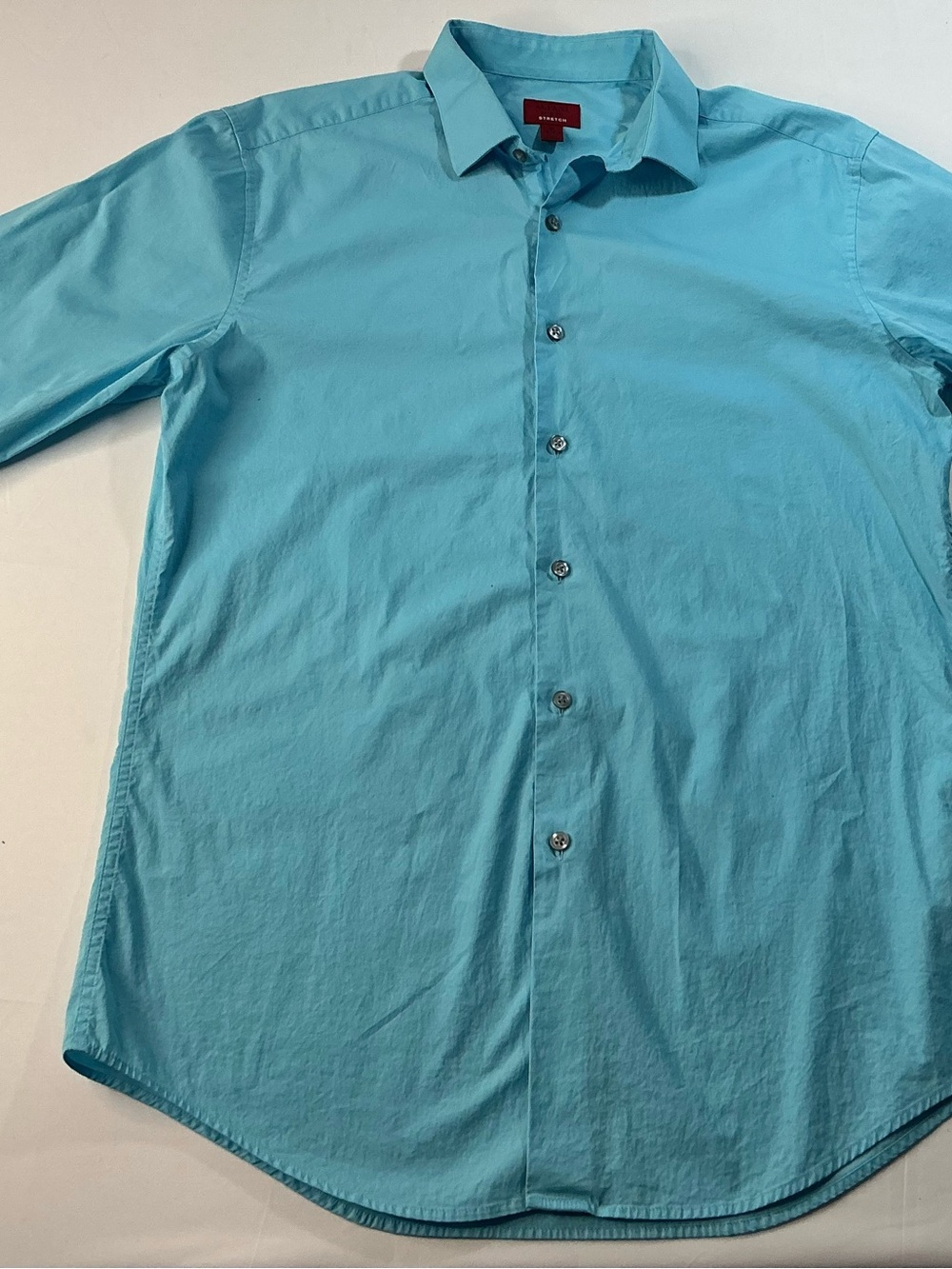 Alfani Turquoise Long-Sleeve Button-Up Dress Shirt